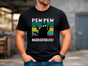 черна тениска с котка винтидж стил