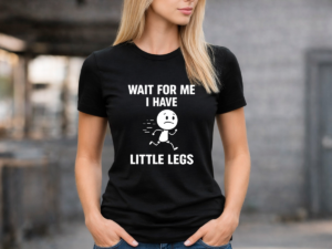 дамска черна тениска little legs стик фигура дизайн