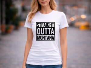Дамска бяла тениска Straight Outta montana