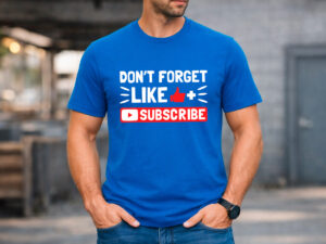 мъжка синя тениска like subscribe youtube дизайн