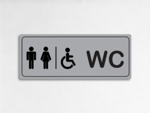 табела WC с инвалиден символ и пиктограми за мъже и жени